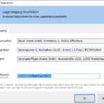 Lagereingang bearbeiten